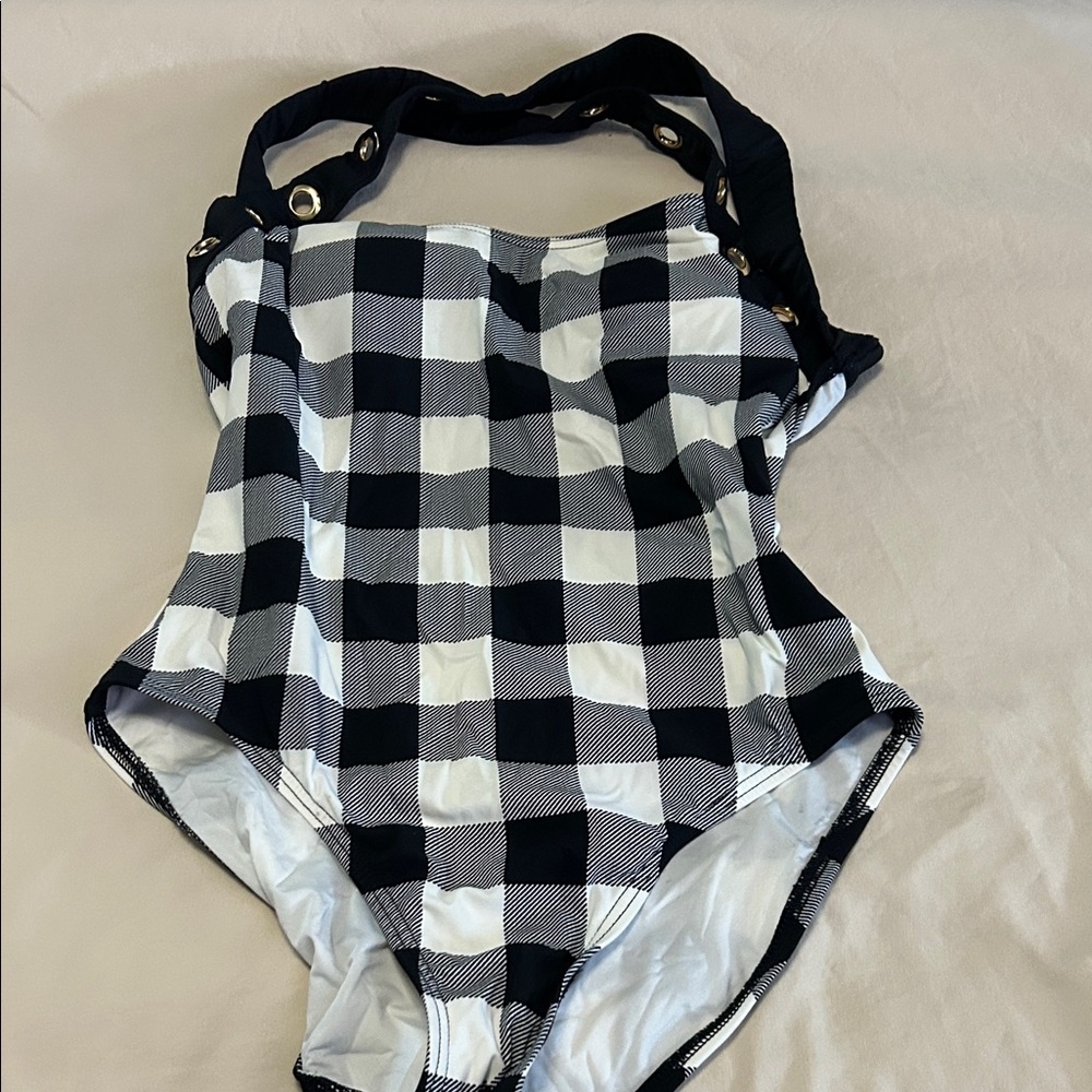 La Blanca Black and White Swimsuit with Gold Accents